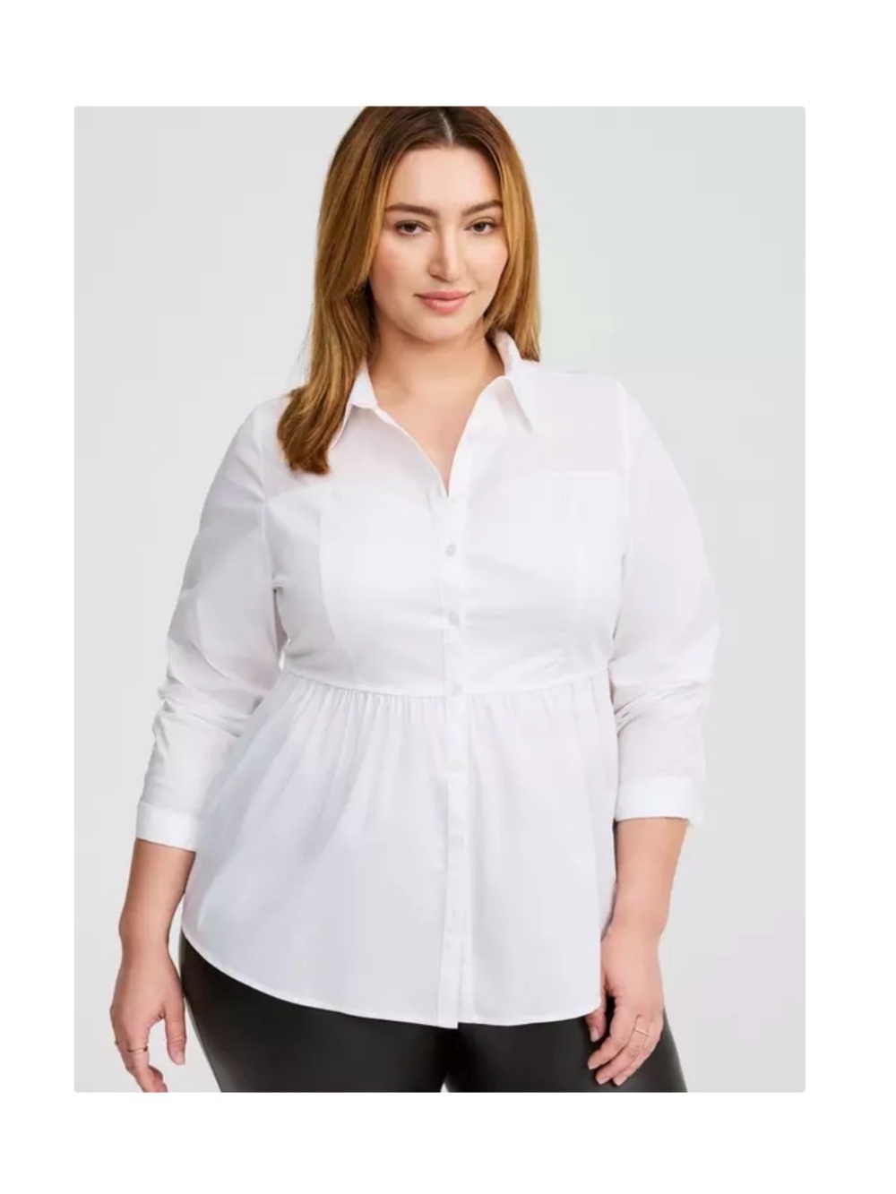 Torrid - White Poplin Corset Detail Smocked Back Button Up Shirt - 5X
